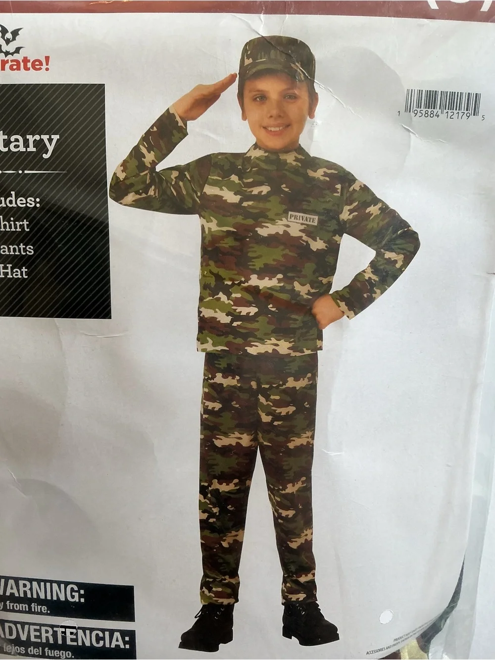 Boys' Military Soldier Camouflage Costume in green brown & tan Size L 10/12 New